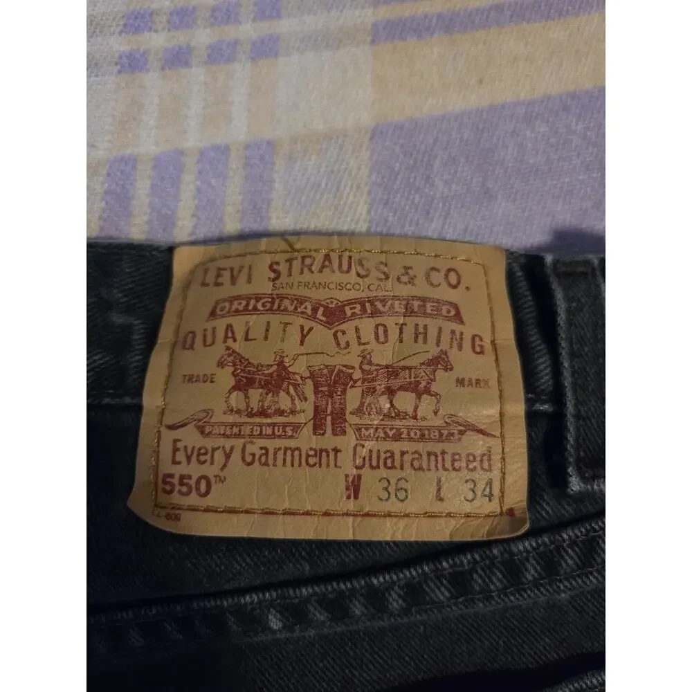 Vtg Levis 550 Mens 36 X 34 Fit 34 X 32 Relaxed Fit Denim Jeans Black Faded 90s